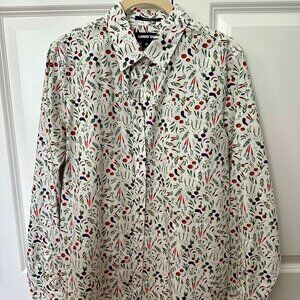Lands’ End Button Down Long Sleeve Shirt Vegetable Garden Print Cotton - Size 10